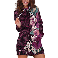 Poni Mama Hawai'i Hibiscus Hoodie Dress Polynesian Tribal Tattoo Pattern Floral Elements LT9 Pink - Polynesian Pride