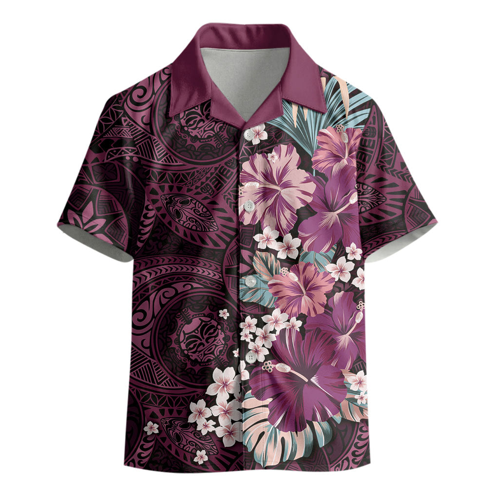 Poni Mama Hawai'i Hibiscus Kid Hawaiian Shirt Polynesian Tribal Tattoo Pattern Floral Elements LT9 - Polynesian Pride