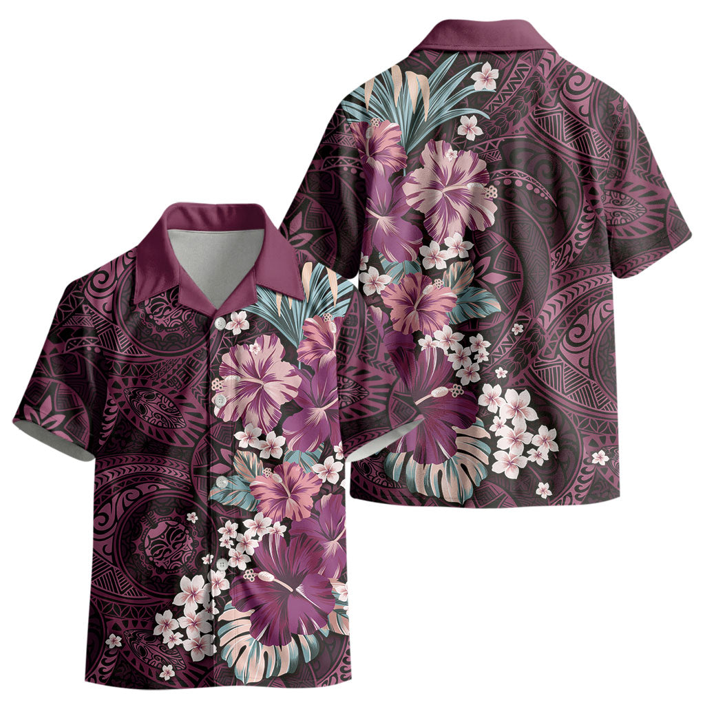 Poni Mama Hawai'i Hibiscus Kid Hawaiian Shirt Polynesian Tribal Tattoo Pattern Floral Elements LT9 - Polynesian Pride