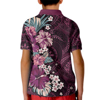 Poni Mama Hawai'i Hibiscus Kid Polo Shirt Polynesian Tribal Tattoo Pattern Floral Elements LT9 - Polynesian Pride