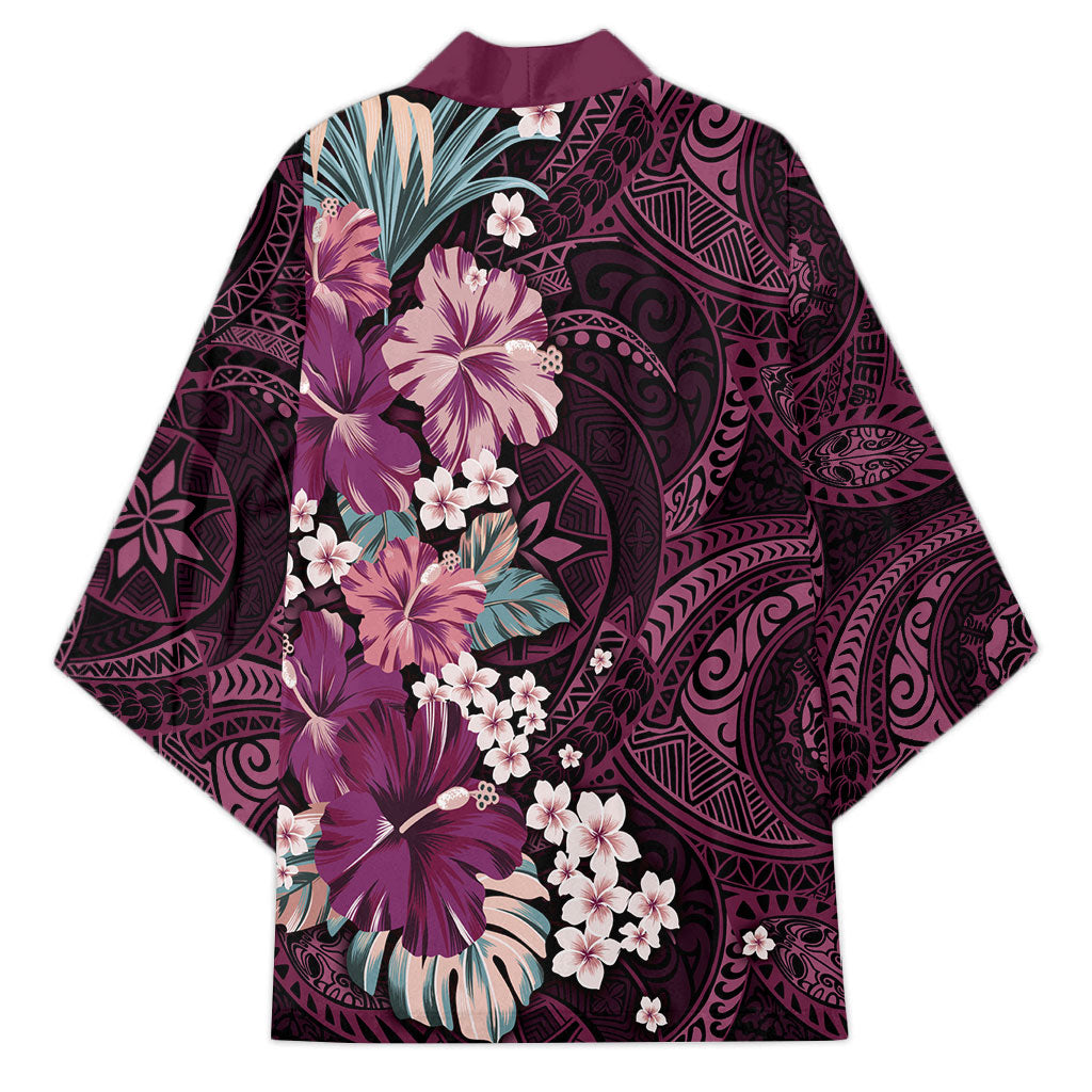 Poni Mama Hawai'i Hibiscus Kimono Polynesian Tribal Tattoo Pattern Floral Elements LT9 - Polynesian Pride