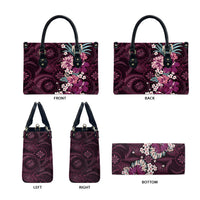 Poni Mama Hawai'i Hibiscus Leather Bag Polynesian Tribal Tattoo Pattern Floral Elements LT9 - Polynesian Pride