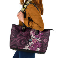 Poni Mama Hawai'i Hibiscus Leather Tote Bag Polynesian Tribal Tattoo Pattern Floral Elements LT9 Pink - Polynesian Pride