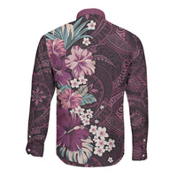 Poni Mama Hawai'i Hibiscus Long Sleeve Button Shirt Polynesian Tribal Tattoo Pattern Floral Elements LT9 - Polynesian Pride