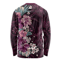 Poni Mama Hawai'i Hibiscus Long Sleeve Shirt Polynesian Tribal Tattoo Pattern Floral Elements LT9 - Polynesian Pride