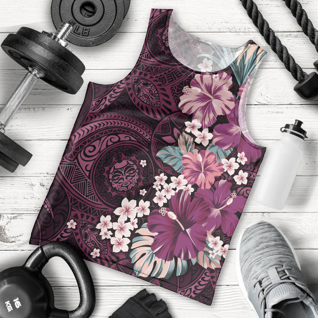 Poni Mama Hawai'i Hibiscus Men Tank Top Polynesian Tribal Tattoo Pattern Floral Elements LT9 - Polynesian Pride