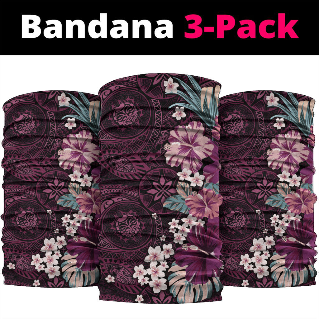 Poni Mama Hawai'i Hibiscus Neck Gaiter Polynesian Tribal Tattoo Pattern Floral Elements LT9 package One Size: 25*50cm Pink - Polynesian Pride