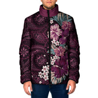 Poni Mama Hawai'i Hibiscus Padded Jacket Polynesian Tribal Tattoo Pattern Floral Elements LT9 Men Pink - Polynesian Pride