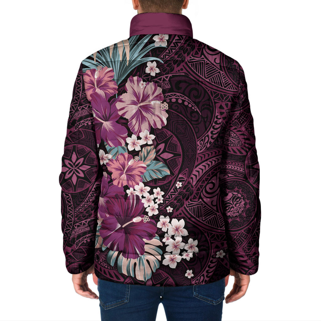 Poni Mama Hawai'i Hibiscus Padded Jacket Polynesian Tribal Tattoo Pattern Floral Elements LT9 - Polynesian Pride