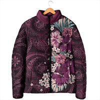Poni Mama Hawai'i Hibiscus Padded Jacket Polynesian Tribal Tattoo Pattern Floral Elements LT9 - Polynesian Pride