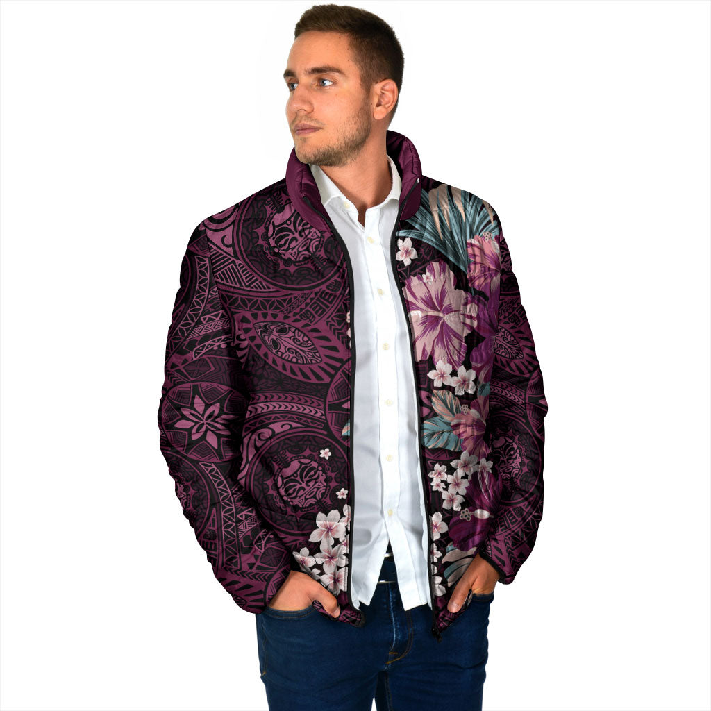 Poni Mama Hawai'i Hibiscus Padded Jacket Polynesian Tribal Tattoo Pattern Floral Elements LT9 - Polynesian Pride
