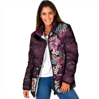 Poni Mama Hawai'i Hibiscus Padded Jacket Polynesian Tribal Tattoo Pattern Floral Elements LT9 Women Pink - Polynesian Pride