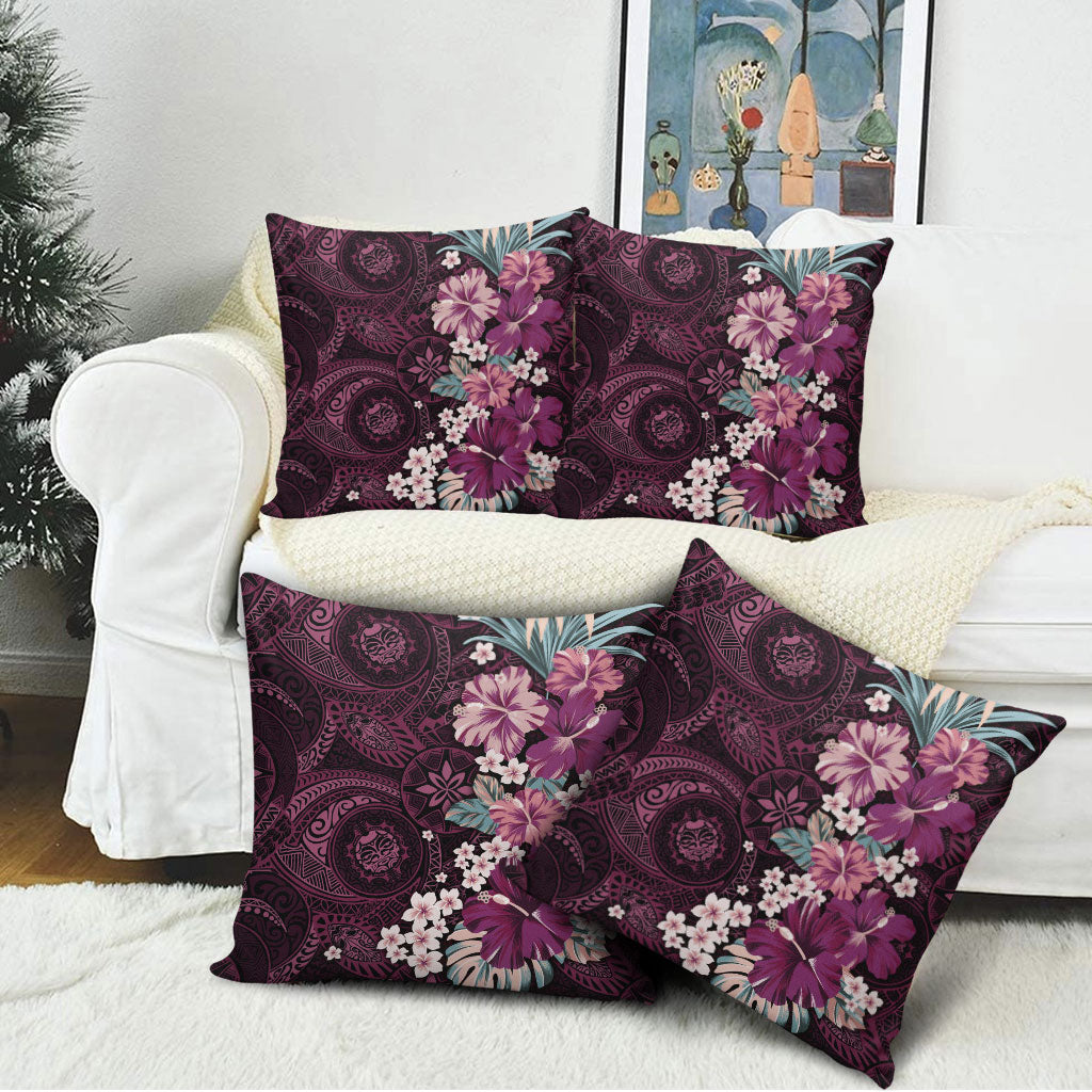 Poni Mama Hawai'i Hibiscus Pillow Cover Polynesian Tribal Tattoo Pattern Floral Elements LT9 - Polynesian Pride