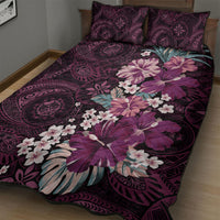Poni Mama Hawai'i Hibiscus Quilt Bed Set Polynesian Tribal Tattoo Pattern Floral Elements LT9 - Polynesian Pride