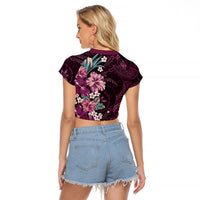 Poni Mama Hawai'i Hibiscus Raglan Cropped T Shirt Polynesian Tribal Tattoo Pattern Floral Elements LT9 - Polynesian Pride
