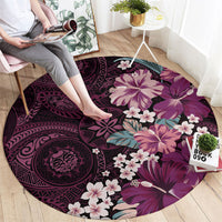Poni Mama Hawai'i Hibiscus Round Carpet Polynesian Tribal Tattoo Pattern Floral Elements LT9 - Polynesian Pride