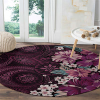 Poni Mama Hawai'i Hibiscus Round Carpet Polynesian Tribal Tattoo Pattern Floral Elements LT9 - Polynesian Pride