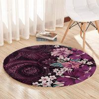 Poni Mama Hawai'i Hibiscus Round Carpet Polynesian Tribal Tattoo Pattern Floral Elements LT9 - Polynesian Pride