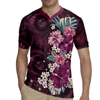 Poni Mama Hawai'i Hibiscus Rugby Jersey Polynesian Tribal Tattoo Pattern Floral Elements LT9 - Polynesian Pride