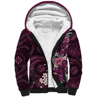 Poni Mama Hawai'i Hibiscus Sherpa Hoodie Polynesian Tribal Tattoo Pattern Floral Elements LT9 Unisex Pink - Polynesian Pride