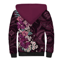 Poni Mama Hawai'i Hibiscus Sherpa Hoodie Polynesian Tribal Tattoo Pattern Floral Elements LT9 - Polynesian Pride