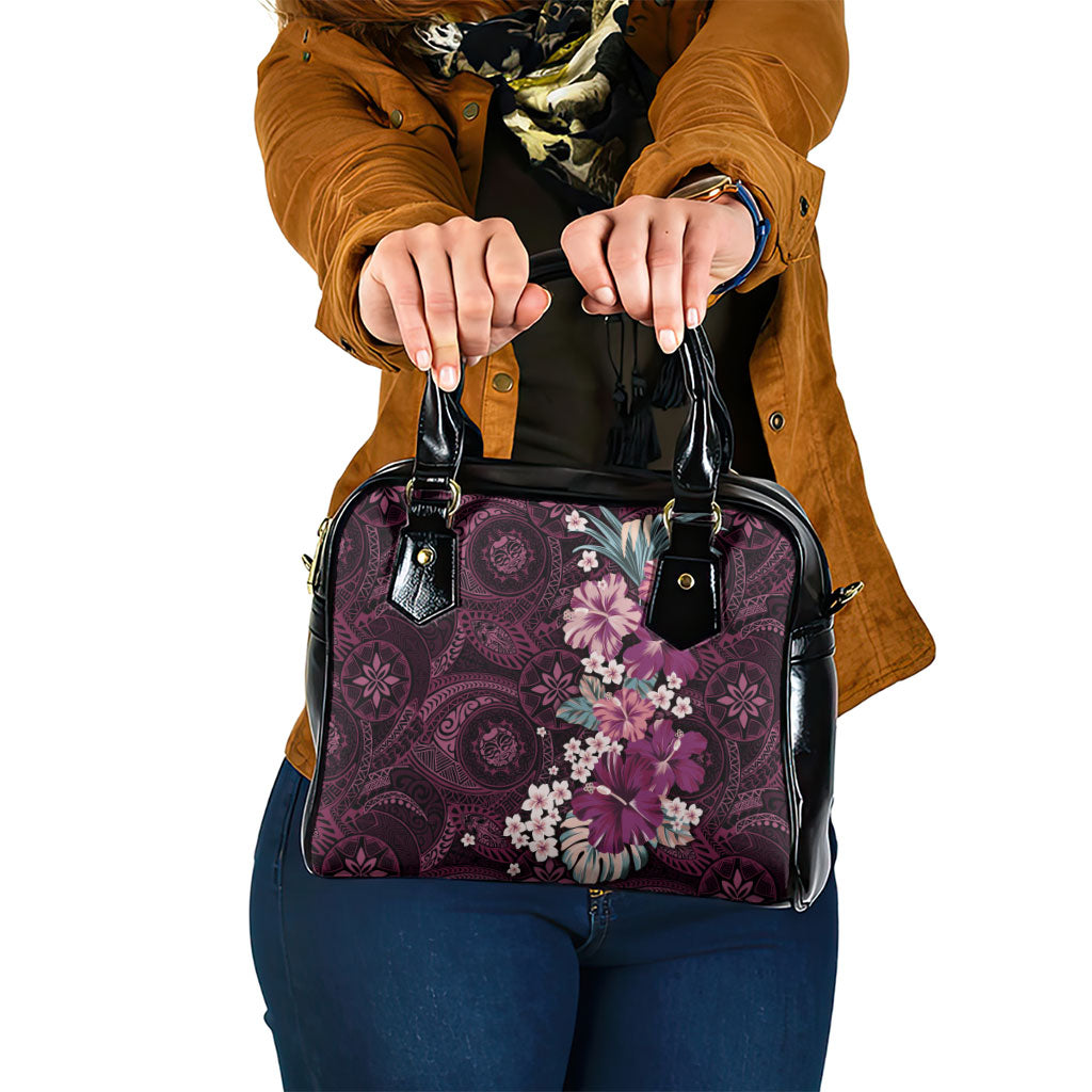 Poni Mama Hawai'i Hibiscus Shoulder Handbag Polynesian Tribal Tattoo Pattern Floral Elements LT9 One Size Pink - Polynesian Pride