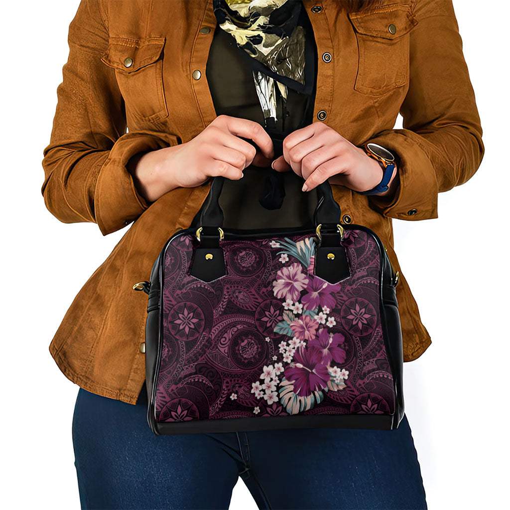 Poni Mama Hawai'i Hibiscus Shoulder Handbag Polynesian Tribal Tattoo Pattern Floral Elements LT9 - Polynesian Pride