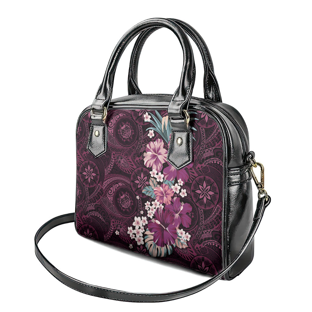 Poni Mama Hawai'i Hibiscus Shoulder Handbag Polynesian Tribal Tattoo Pattern Floral Elements LT9 - Polynesian Pride