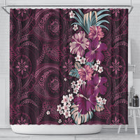 Poni Mama Hawai'i Hibiscus Shower Curtain Polynesian Tribal Tattoo Pattern Floral Elements LT9 - Polynesian Pride