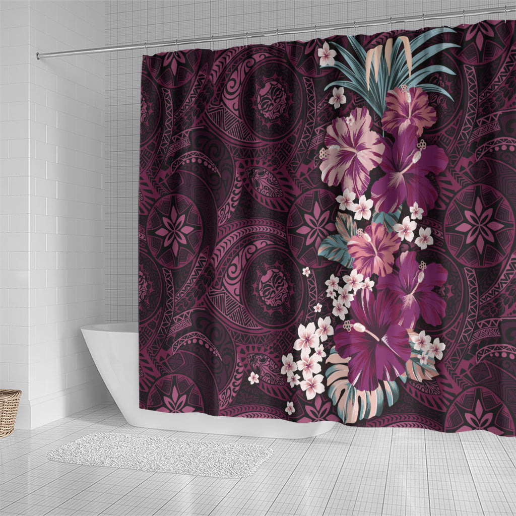 Poni Mama Hawai'i Hibiscus Shower Curtain Polynesian Tribal Tattoo Pattern Floral Elements LT9 - Polynesian Pride