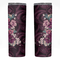Poni Mama Hawai'i Hibiscus Skinny Tumbler Polynesian Tribal Tattoo Pattern Floral Elements LT9 Pink - Polynesian Pride