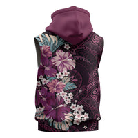 Poni Mama Hawai'i Hibiscus Sleeveless Zip Hoodie Polynesian Tribal Tattoo Pattern Floral Elements LT9 - Polynesian Pride