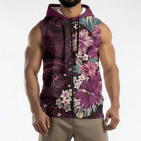 Poni Mama Hawai'i Hibiscus Sleeveless Zip Hoodie Polynesian Tribal Tattoo Pattern Floral Elements LT9 - Polynesian Pride
