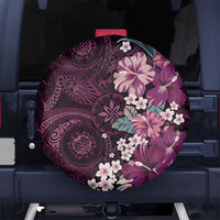 Poni Mama Hawai'i Hibiscus Spare Tire Cover Polynesian Tribal Tattoo Pattern Floral Elements LT9 No hole Pink - Polynesian Pride