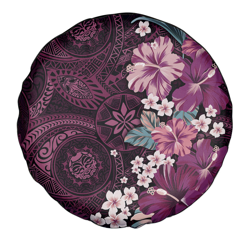 Poni Mama Hawai'i Hibiscus Spare Tire Cover Polynesian Tribal Tattoo Pattern Floral Elements LT9 - Polynesian Pride