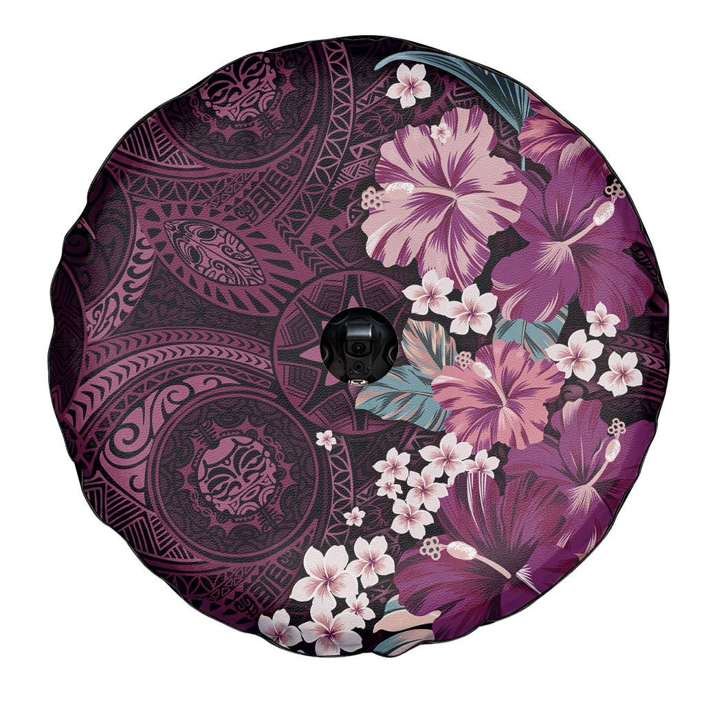 Poni Mama Hawai'i Hibiscus Spare Tire Cover Polynesian Tribal Tattoo Pattern Floral Elements LT9 - Polynesian Pride