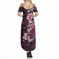 Poni Mama Hawai'i Hibiscus Summer Maxi Dress Polynesian Tribal Tattoo Pattern Floral Elements LT9 - Polynesian Pride