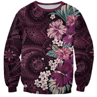 Poni Mama Hawai'i Hibiscus Sweatshirt Polynesian Tribal Tattoo Pattern Floral Elements LT9 Unisex Pink - Polynesian Pride