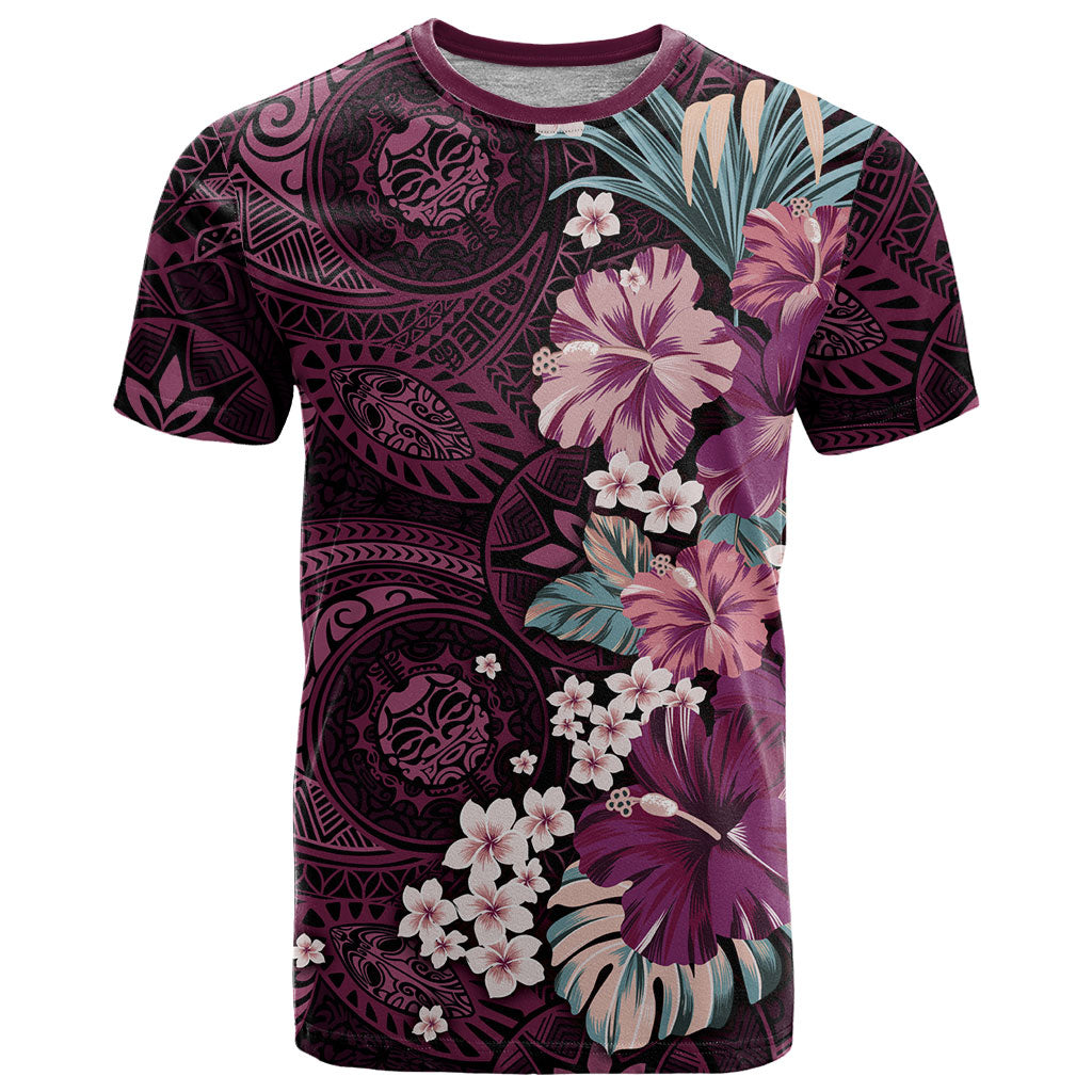 Poni Mama Hawai'i Hibiscus T Shirt Polynesian Tribal Tattoo Pattern Floral Elements LT9 Pink - Polynesian Pride
