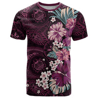 Poni Mama Hawai'i Hibiscus T Shirt Polynesian Tribal Tattoo Pattern Floral Elements LT9 Pink - Polynesian Pride