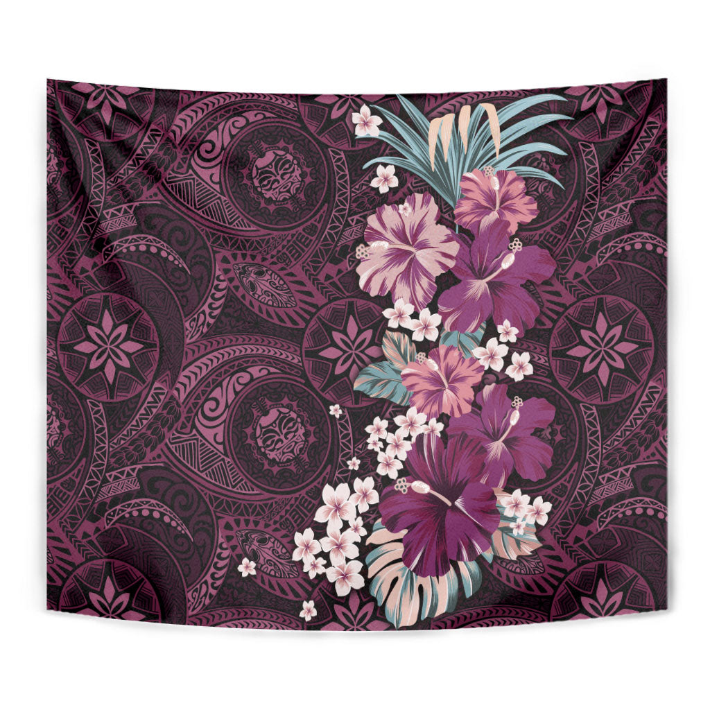 Poni Mama Hawai'i Hibiscus Tapestry Polynesian Tribal Tattoo Pattern Floral Elements LT9 - Polynesian Pride