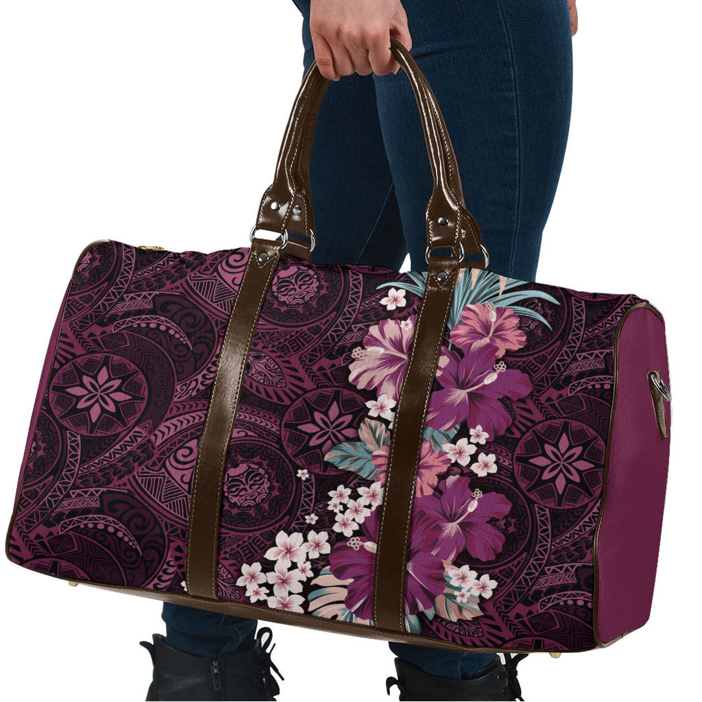 Poni Mama Hawai'i Hibiscus Travel Bag Polynesian Tribal Tattoo Pattern Floral Elements LT9 - Polynesian Pride