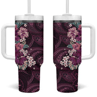 Poni Mama Hawai'i Hibiscus Tumbler With Handle Polynesian Tribal Tattoo Pattern Floral Elements LT9 One Size: 40 oz Pink - Polynesian Pride