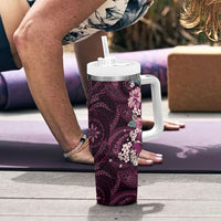 Poni Mama Hawai'i Hibiscus Tumbler With Handle Polynesian Tribal Tattoo Pattern Floral Elements LT9 - Polynesian Pride