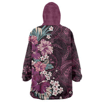 Poni Mama Hawai'i Hibiscus Wearable Blanket Hoodie Polynesian Tribal Tattoo Pattern Floral Elements LT9 - Polynesian Pride