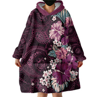 Poni Mama Hawai'i Hibiscus Wearable Blanket Hoodie Polynesian Tribal Tattoo Pattern Floral Elements LT9 - Polynesian Pride