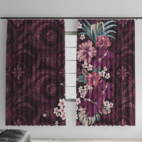 Poni Mama Hawai'i Hibiscus Window Curtain Polynesian Tribal Tattoo Pattern Floral Elements LT9 With Hooks Pink - Polynesian Pride