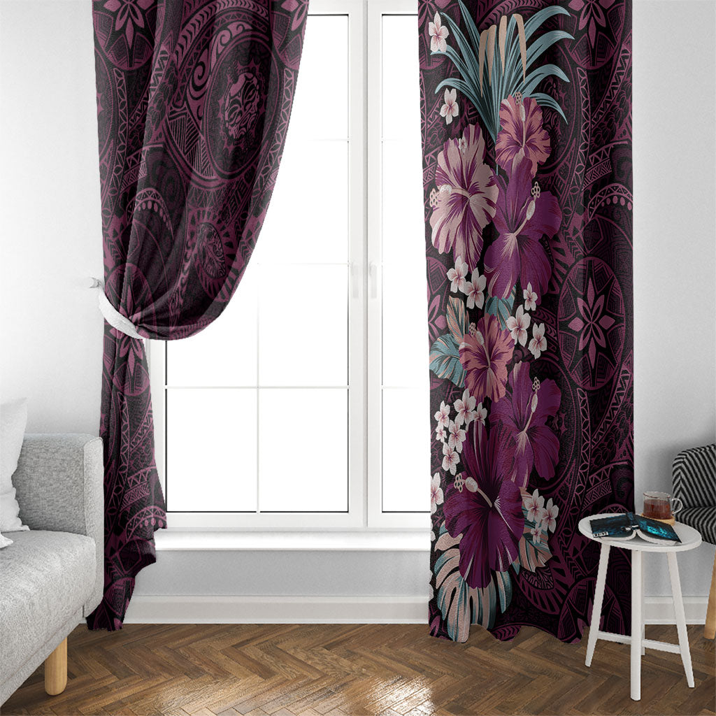Poni Mama Hawai'i Hibiscus Window Curtain Polynesian Tribal Tattoo Pattern Floral Elements LT9 - Polynesian Pride