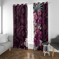 Poni Mama Hawai'i Hibiscus Window Curtain Polynesian Tribal Tattoo Pattern Floral Elements LT9 With Grommets Pink - Polynesian Pride