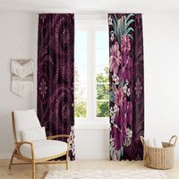 Poni Mama Hawai'i Hibiscus Window Curtain Polynesian Tribal Tattoo Pattern Floral Elements LT9 - Polynesian Pride